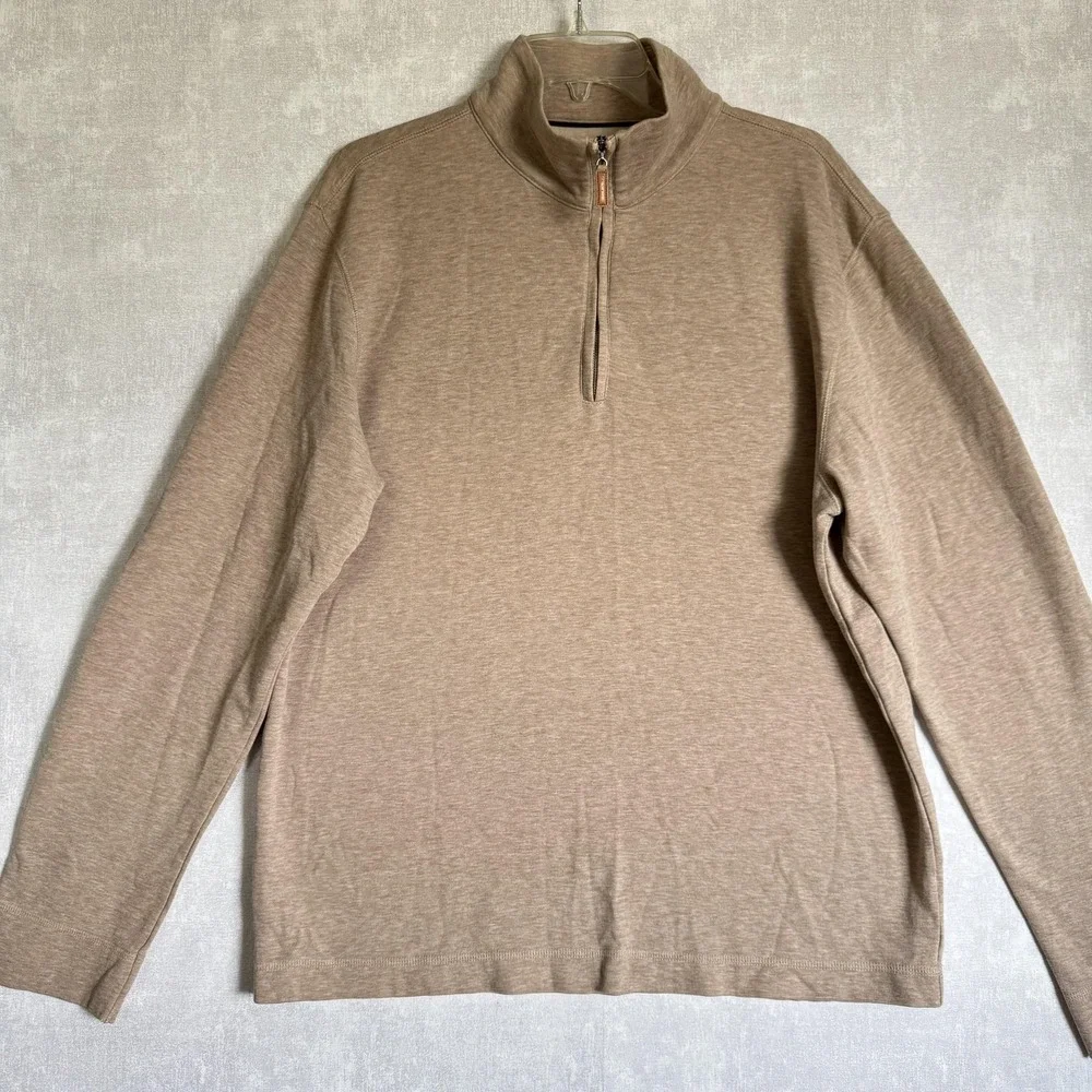 Banana Republic Sweater Mens‎ Extra Large Beige Quarter Zip Cotton Knit Pullover